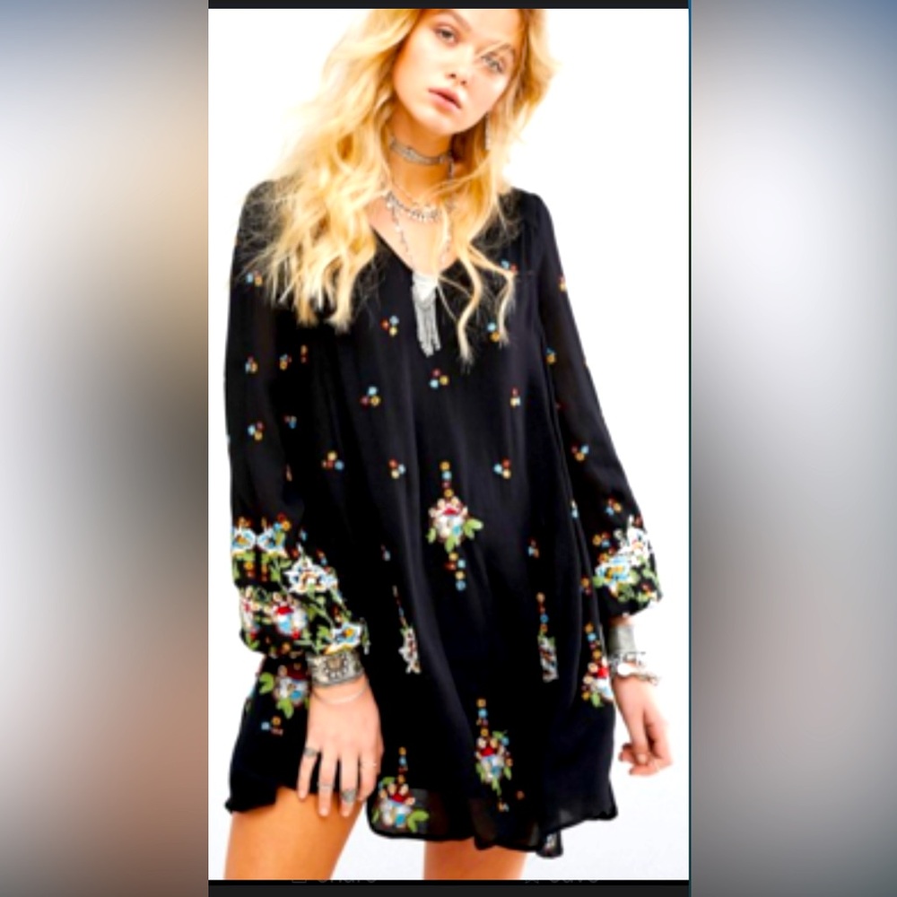 Free People Oxford Embroidered Mini Dress size XS